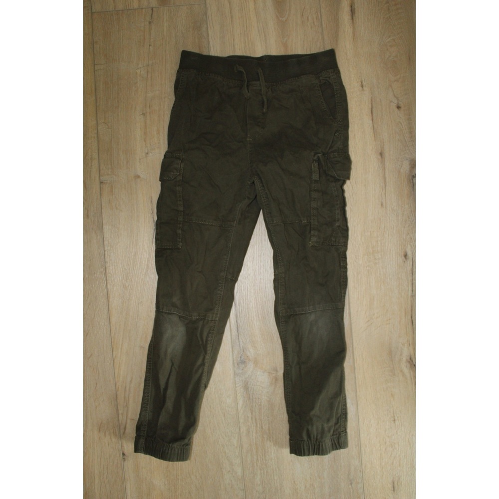 H&M Kids Olive Green Cargo Jogger Pants Elastic Waist Size 8-9Y Utility